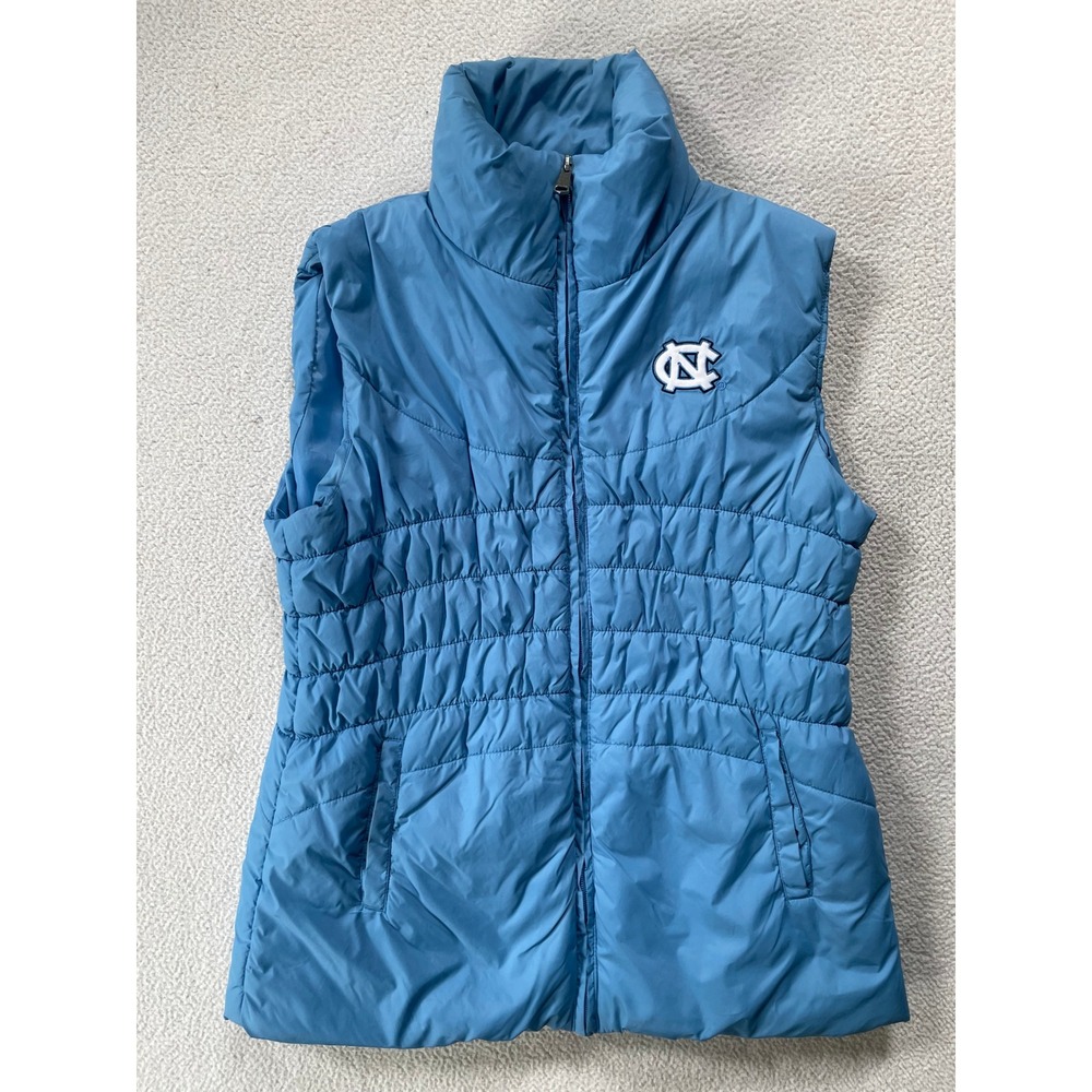 Colosseum Athletics Womens Medium Puffer Vest Blue UNC Tar Heels Carolina Logo